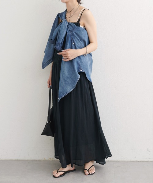 LARUTA（ラルータ）の「【LARUTA】シャーリングリボンキャミワンピース（ワンピース・レディース・ブラック/ターコイズブルー/アイボリー・FREE）」の13枚目の写真
