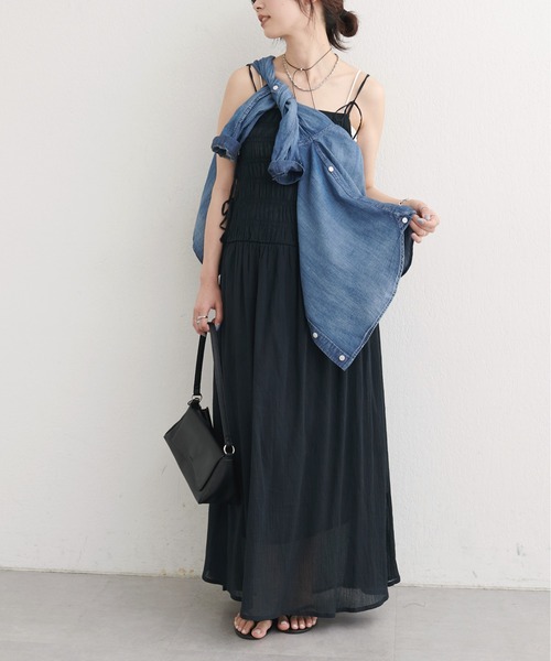 LARUTA（ラルータ）の「【LARUTA】シャーリングリボンキャミワンピース（ワンピース・レディース・ブラック/ターコイズブルー/アイボリー・FREE）」の12枚目の写真