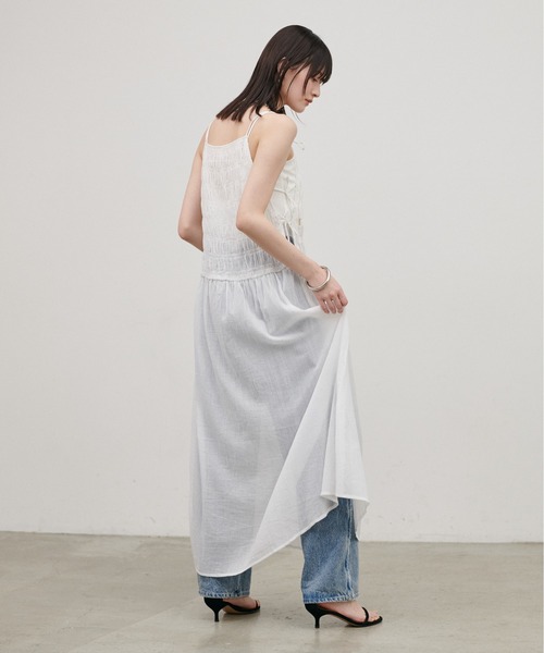 LARUTA（ラルータ）の「【LARUTA】シャーリングリボンキャミワンピース（ワンピース・レディース・ブラック/ターコイズブルー/アイボリー・FREE）」の6枚目の写真