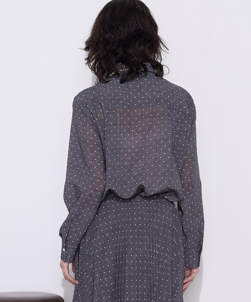 COMME CA(コムサ)の「〔 TALLサイズ 〕 ドットプリント ボウタイシャツ(シャツ/ブラウス・レディース・トップグレー/ブラック・15号/13号)」の7枚目の写真