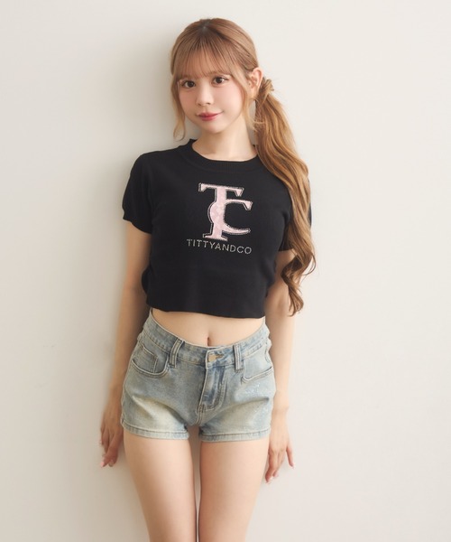 TITTY&CO.(ティティーアンドコー)の「ラインストーンロゴコンパクトTee(Tシャツ/カットソー・レディース・ホワイト/ブラック/グレー・FREE)」の18枚目の写真