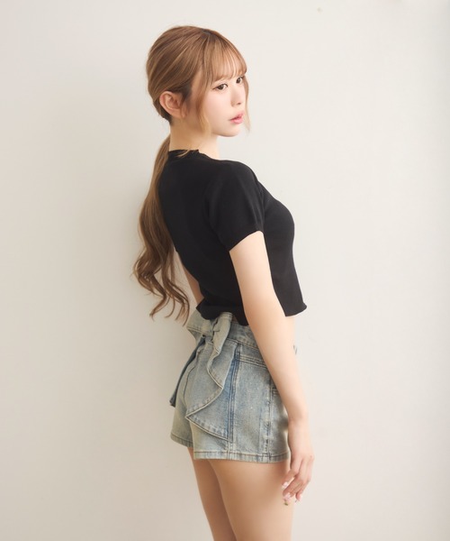 TITTY&CO.(ティティーアンドコー)の「ラインストーンロゴコンパクトTee(Tシャツ/カットソー・レディース・ホワイト/ブラック/グレー・FREE)」の20枚目の写真