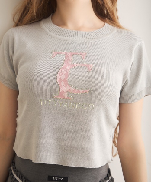 TITTY&CO.(ティティーアンドコー)の「ラインストーンロゴコンパクトTee(Tシャツ/カットソー・レディース・ホワイト/ブラック/グレー・FREE)」の10枚目の写真