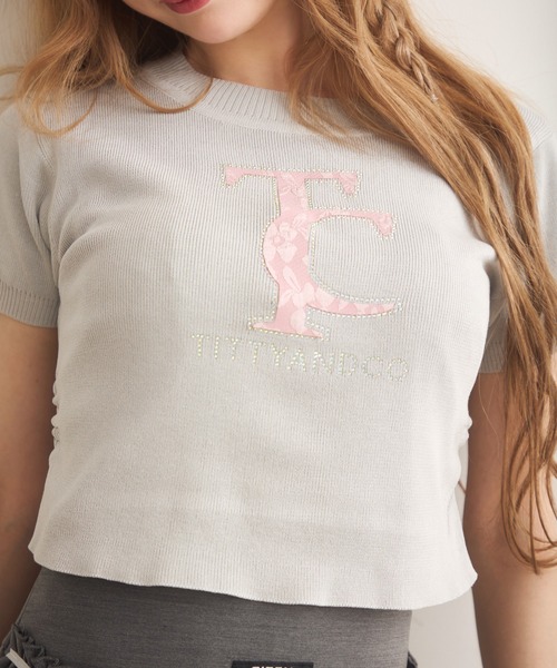 TITTY&CO.(ティティーアンドコー)の「ラインストーンロゴコンパクトTee(Tシャツ/カットソー・レディース・ホワイト/ブラック/グレー・FREE)」の11枚目の写真