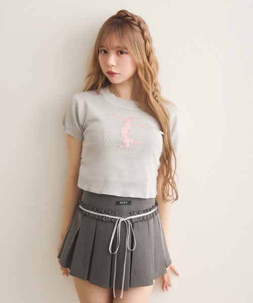 TITTY&CO.(ティティーアンドコー)の「ラインストーンロゴコンパクトTee(Tシャツ/カットソー・レディース・ホワイト/ブラック/グレー・FREE)」の14枚目の写真