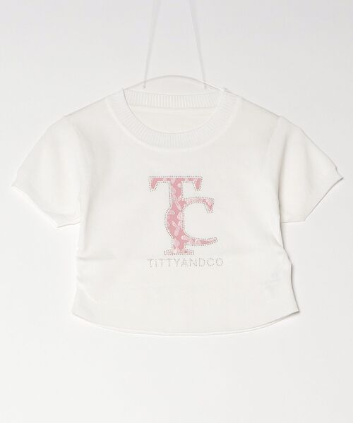 TITTY&CO.(ティティーアンドコー)の「ラインストーンロゴコンパクトTee(Tシャツ/カットソー・レディース・ホワイト/ブラック/グレー・FREE)」の8枚目の写真
