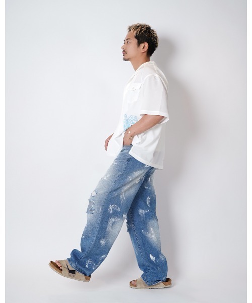#Re:room(リルーム)の「ブーケプリントシャツ(シャツ/ブラウス・メンズ・ホワイト/ブラック/サックスブルー・S-M/M-L)」の6枚目の写真