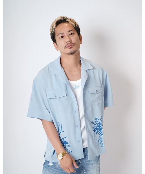 #Re:room(リルーム)の「ブーケプリントシャツ(シャツ/ブラウス・メンズ・ホワイト/ブラック/サックスブルー・S-M/M-L)」の17枚目の写真