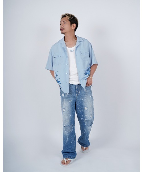 #Re:room(リルーム)の「ブーケプリントシャツ(シャツ/ブラウス・メンズ・ホワイト/ブラック/サックスブルー・S-M/M-L)」の18枚目の写真