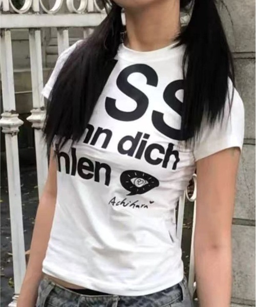 MAISON DE THERESE(メゾン ド テレーズ)の「KISS プリントロゴグラフィックTシャツ(Tシャツ/カットソー・レディース・White/ブルー・M)」の9枚目の写真