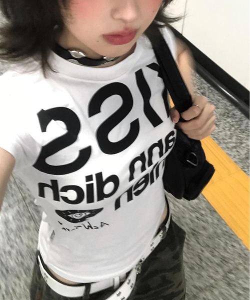 MAISON DE THERESE(メゾン ド テレーズ)の「KISS プリントロゴグラフィックTシャツ(Tシャツ/カットソー・レディース・White/ブルー・M)」の13枚目の写真