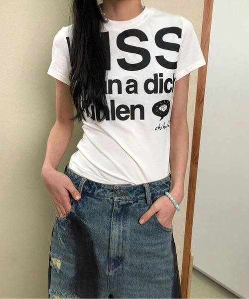 MAISON DE THERESE(メゾン ド テレーズ)の「KISS プリントロゴグラフィックTシャツ(Tシャツ/カットソー・レディース・White/ブルー・M)」の5枚目の写真