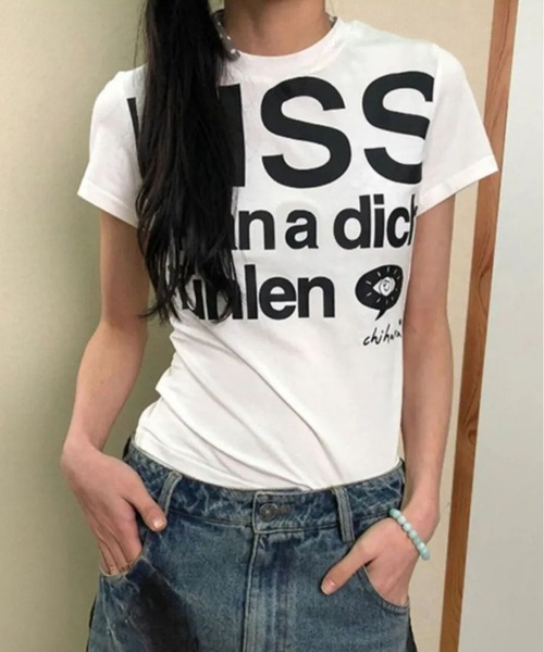 MAISON DE THERESE(メゾン ド テレーズ)の「KISS プリントロゴグラフィックTシャツ(Tシャツ/カットソー・レディース・White/ブルー・M)」の7枚目の写真
