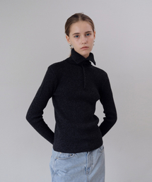 Button-up Turtleneck Knit_Charcoal