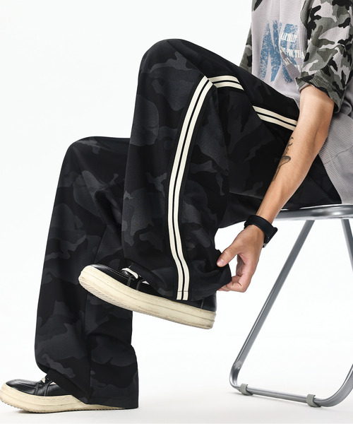 neos（ネオス）の「【neos】カモフラ柄 シャカシャカ サイドライン トラックパンツ ワイドパンツ メンズ レディース ルーズシルエット イージーパンツ ユニセックス（スウェットパンツ・メンズ・ホワイト/ブラック・MEDIUM/LARGE/X-LARGE）」の16枚目の写真