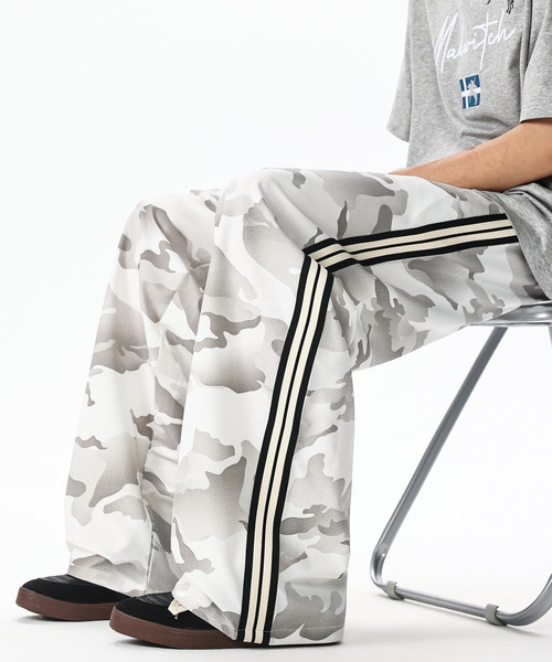 neos（ネオス）の「【neos】カモフラ柄 シャカシャカ サイドライン トラックパンツ ワイドパンツ メンズ レディース ルーズシルエット イージーパンツ ユニセックス（スウェットパンツ・メンズ・ホワイト/ブラック・MEDIUM/LARGE/X-LARGE）」の20枚目の写真