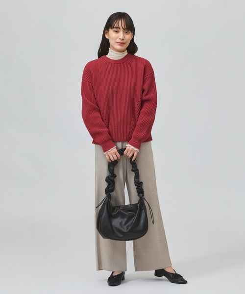 TIGORA(ティゴラ)の「ティゴラ TIGORA 撥水ストレッチリブワイドパンツ(その他パンツ・レディース・ダークブラウン/ベージュ・L/M/S/XL)」の21枚目の写真