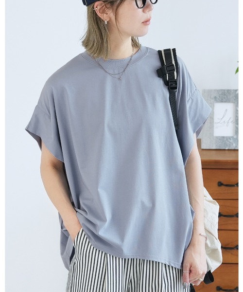 reca(レカ)の「【接触冷感】タックドレーププルオーバー(Tシャツ/カットソー・レディース・チャコールグレー/モスグリーン/ブルー系その他・FREE)」の3枚目の写真