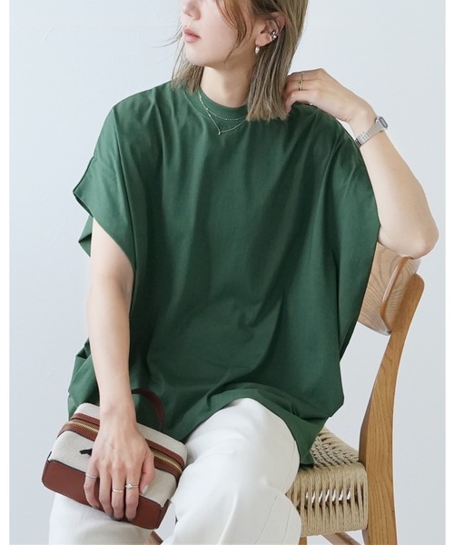 reca(レカ)の「【接触冷感】タックドレーププルオーバー(Tシャツ/カットソー・レディース・チャコールグレー/モスグリーン/ブルー系その他・FREE)」の2枚目の写真
