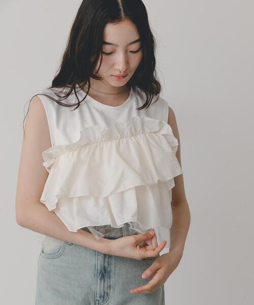 SENSE OF PLACE by URBAN RESEARCH(センスオブプレイスバイアーバンリサーチ)の「異素材ドッキングマルチウェイトップ(タンクトップ・レディース・ブラック/ブラウン/オフホワイト・ONE)」の18枚目の写真