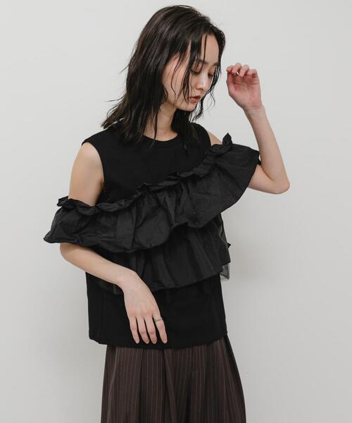 SENSE OF PLACE by URBAN RESEARCH（センスオブプレイスバイアーバンリサーチ）の「異素材ドッキングマルチウェイトップ（タンクトップ・レディース・ブラック/ブラウン/オフホワイト・ONE）」の20枚目の写真