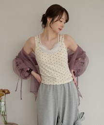 lace layered tank top / レースレイヤードカップ付きタンクトップ