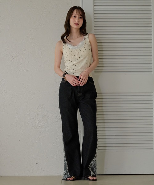 mideal(マイディール)の「lace layered tank top / レースレイヤードカップ付きタンクトップ(キャミソール・レディース・イエロー/アイボリー/ブルーグリーン・FREE)」の15枚目の写真