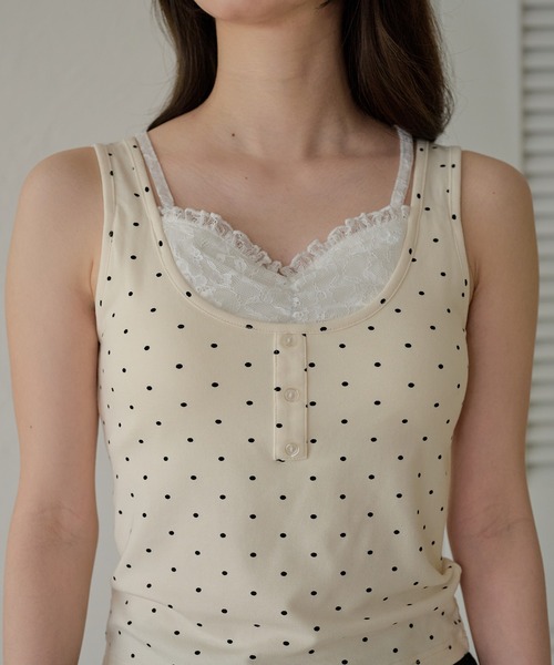 mideal(マイディール)の「lace layered tank top / レースレイヤードカップ付きタンクトップ(キャミソール・レディース・イエロー/アイボリー/ブルーグリーン・FREE)」の18枚目の写真