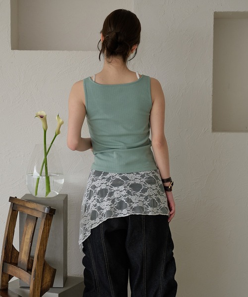 mideal(マイディール)の「lace layered tank top / レースレイヤードカップ付きタンクトップ(キャミソール・レディース・イエロー/アイボリー/ブルーグリーン・FREE)」の22枚目の写真