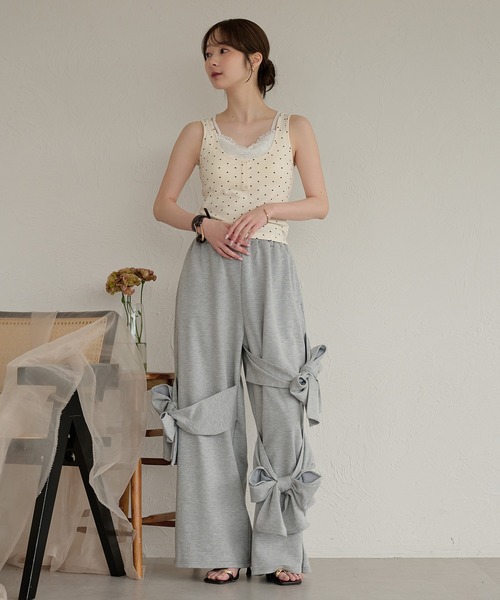 mideal(マイディール)の「lace layered tank top / レースレイヤードカップ付きタンクトップ(キャミソール・レディース・イエロー/アイボリー/ブルーグリーン・FREE)」の9枚目の写真