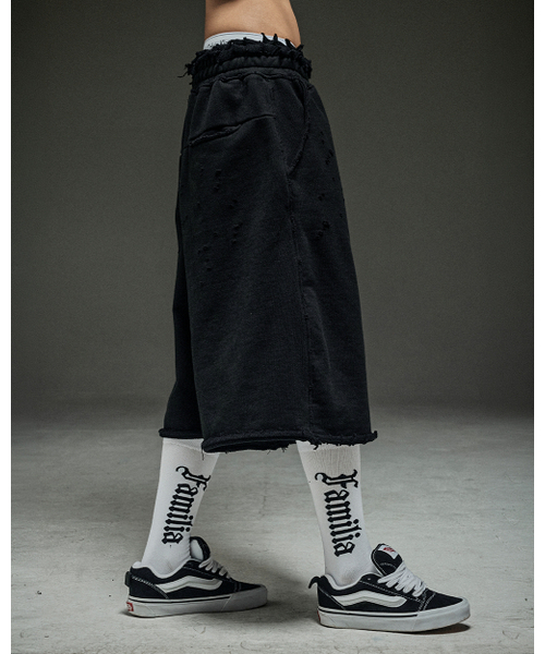 MWOONG（ムン）の「Washed destroyed bermuda P BK（スウェットパンツ・レディース・その他・FREE）」の8枚目の写真