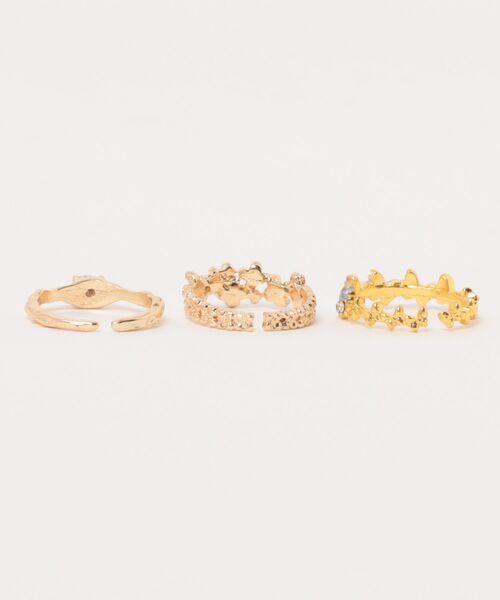 tone(トーン)の「【88eighty-eight】パープルフラワーバタフライCUTEリング3点セット【import】(MA)(リング・レディース・ゴールド・FREE)」の4枚目の写真