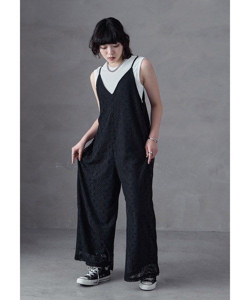 Fashion Letter(ファッションレター)の「ラッセルレースキャミオールインワン(サロペット/オーバーオール・レディース・ブラック/ブラウン/アイボリー・M)」の5枚目の写真