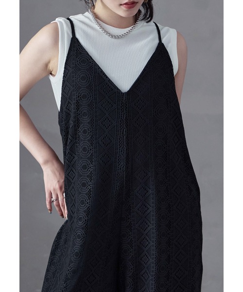Fashion Letter(ファッションレター)の「ラッセルレースキャミオールインワン(サロペット/オーバーオール・レディース・ブラック/ブラウン/アイボリー・M)」の6枚目の写真