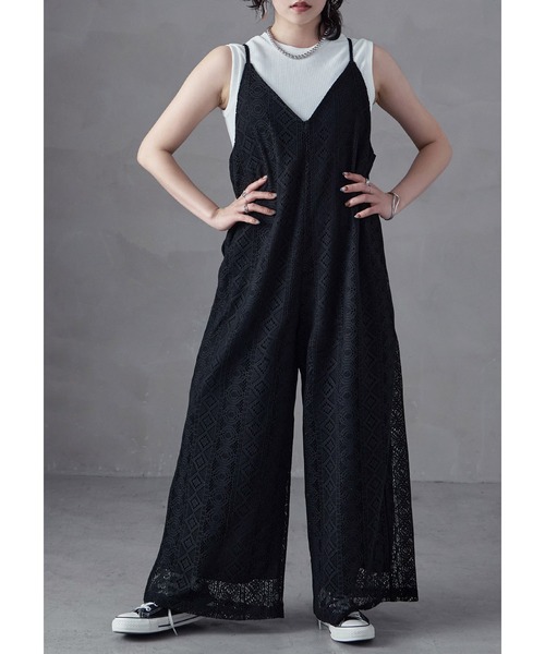 Fashion Letter(ファッションレター)の「ラッセルレースキャミオールインワン(サロペット/オーバーオール・レディース・ブラック/ブラウン/アイボリー・M)」の7枚目の写真