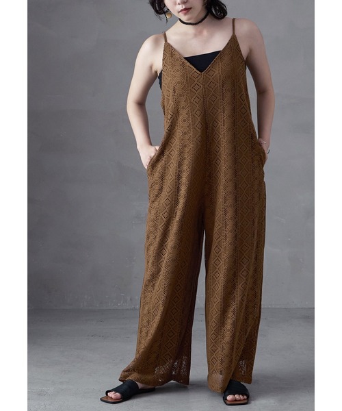 Fashion Letter(ファッションレター)の「ラッセルレースキャミオールインワン(サロペット/オーバーオール・レディース・ブラック/ブラウン/アイボリー・M)」の15枚目の写真