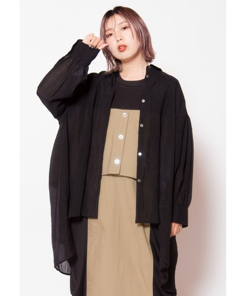 OSMOSIS(オズモーシス)の「バックタックロングシアーブラウス(シャツ/ブラウス・レディース・グレー/ブラック/ダークブラウン・ONE SIZE)」の2枚目の写真