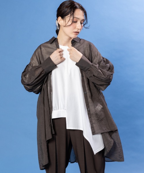 OSMOSIS(オズモーシス)の「バックタックロングシアーブラウス(シャツ/ブラウス・レディース・グレー/ブラック/ダークブラウン・ONE SIZE)」の13枚目の写真