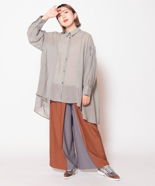 OSMOSIS(オズモーシス)の「バックタックロングシアーブラウス(シャツ/ブラウス・レディース・グレー/ブラック/ダークブラウン・ONE SIZE)」の14枚目の写真
