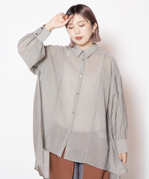 OSMOSIS(オズモーシス)の「バックタックロングシアーブラウス(シャツ/ブラウス・レディース・グレー/ブラック/ダークブラウン・ONE SIZE)」の16枚目の写真
