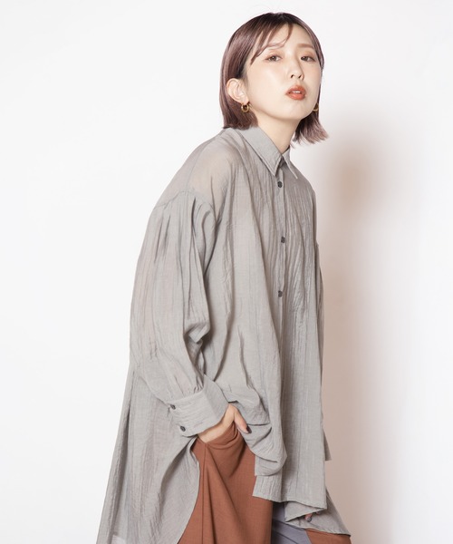 OSMOSIS(オズモーシス)の「バックタックロングシアーブラウス(シャツ/ブラウス・レディース・グレー/ブラック/ダークブラウン・ONE SIZE)」の18枚目の写真