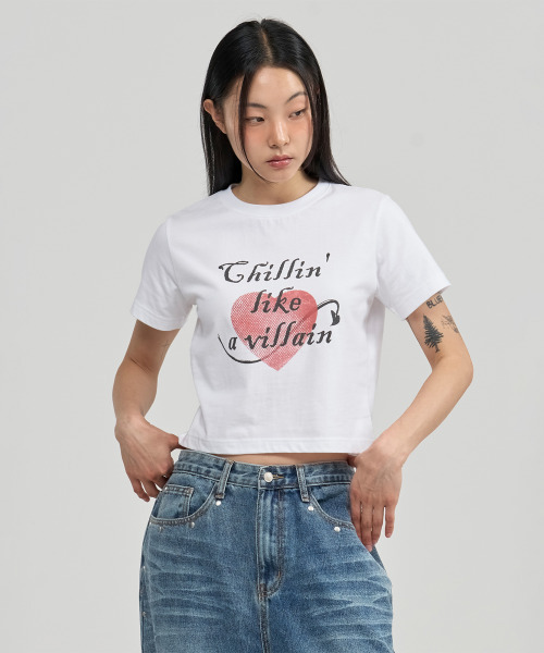 JUAN HOMME(ジュアンオム)の「チリングビリオン クロップハーフスリーブ (ホワイト)(Tシャツ/カットソー・レディース・その他・FREE)」の2枚目の写真