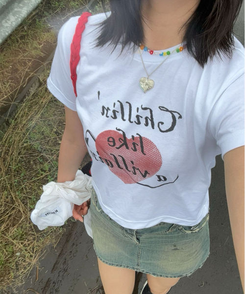 JUAN HOMME(ジュアンオム)の「チリングビリオン クロップハーフスリーブ (ホワイト)(Tシャツ/カットソー・レディース・その他・FREE)」の5枚目の写真