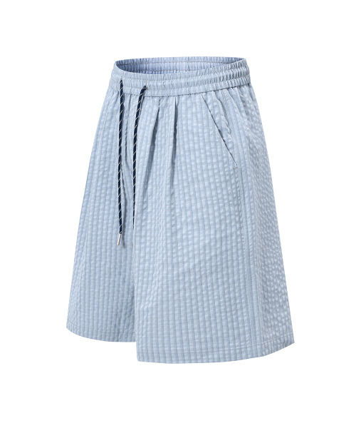 LXT（エルエックスティー）の「シアサッカー チェック ツーピンタック ハーフパンツ [スカイ]（その他パンツ・メンズ・その他・SMALL/MEDIUM/LARGE/X-LARGE/2XL）」の2枚目の写真