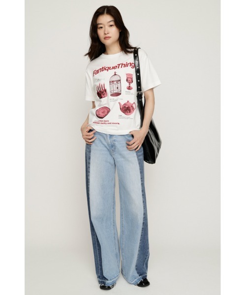 SLY（スライ）の「FANTIQUE THINGS LOGO T/SH ファンティークシングスロゴTシャツ 秋服 冬服（Tシャツ/カットソー・レディース・ホワイト/ライトブラック/杢グレー/レッド・2/1）」の5枚目の写真