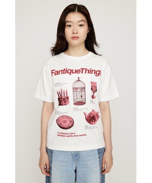 SLY（スライ）の「FANTIQUE THINGS LOGO T/SH ファンティークシングスロゴTシャツ 秋服 冬服（Tシャツ/カットソー・レディース・ホワイト/ライトブラック/杢グレー/レッド・2/1）」の7枚目の写真
