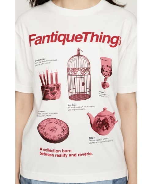 SLY（スライ）の「FANTIQUE THINGS LOGO T/SH ファンティークシングスロゴTシャツ 秋服 冬服（Tシャツ/カットソー・レディース・ホワイト/ライトブラック/杢グレー/レッド・2/1）」の8枚目の写真