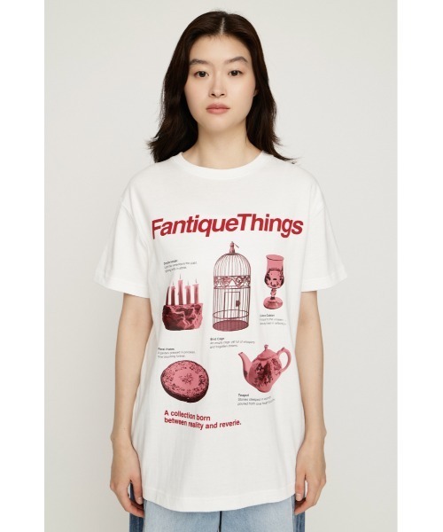 SLY（スライ）の「FANTIQUE THINGS LOGO T/SH ファンティークシングスロゴTシャツ 秋服 冬服（Tシャツ/カットソー・レディース・ホワイト/ライトブラック/杢グレー/レッド・2/1）」の13枚目の写真