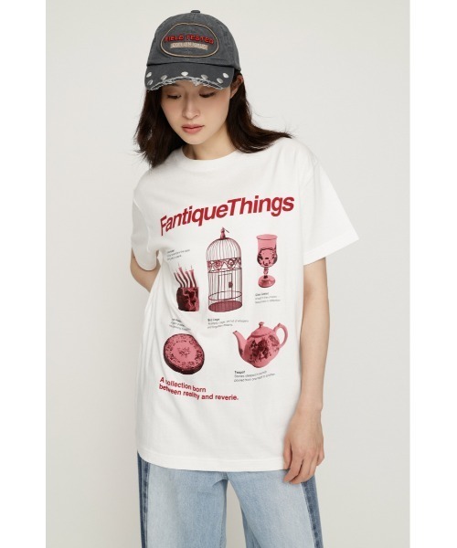 SLY（スライ）の「FANTIQUE THINGS LOGO T/SH ファンティークシングスロゴTシャツ 秋服 冬服（Tシャツ/カットソー・レディース・ホワイト/ライトブラック/杢グレー/レッド・2/1）」の14枚目の写真