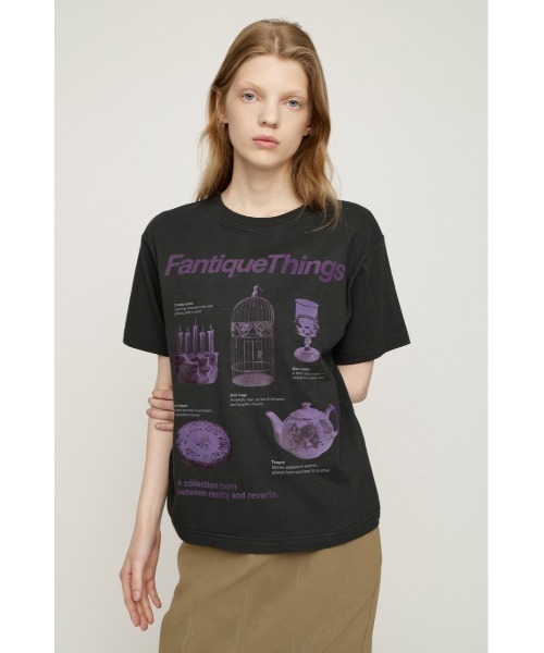 SLY（スライ）の「FANTIQUE THINGS LOGO T/SH ファンティークシングスロゴTシャツ 秋服 冬服（Tシャツ/カットソー・レディース・ホワイト/ライトブラック/杢グレー/レッド・2/1）」の19枚目の写真